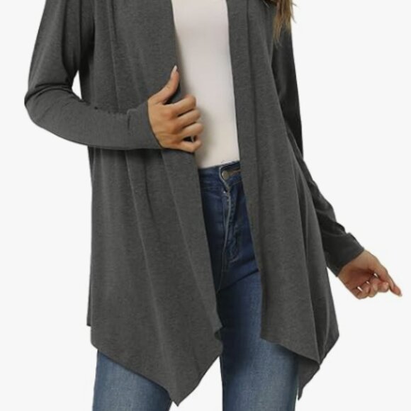 Seta T Women's Draped Front Open Cardigan Casual Long Sleeve Lightweight Size M - Picture 2 of 5